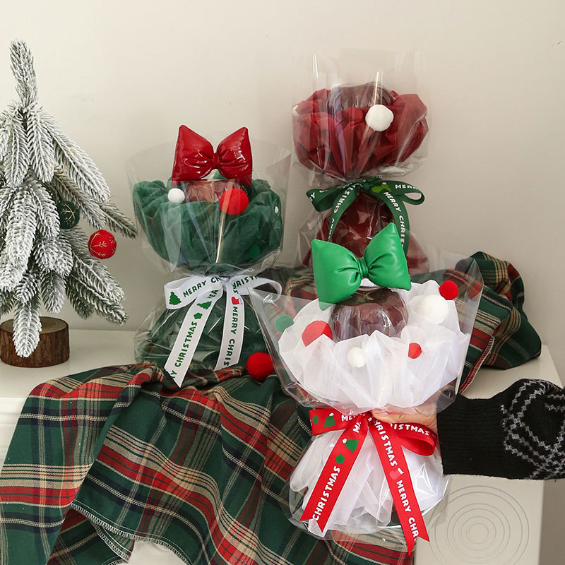 Huaxi Navidad Casa de dulces de pelo papel de embalaje de algodón leche forrado DIY ramo de regalos materiales de embalaje