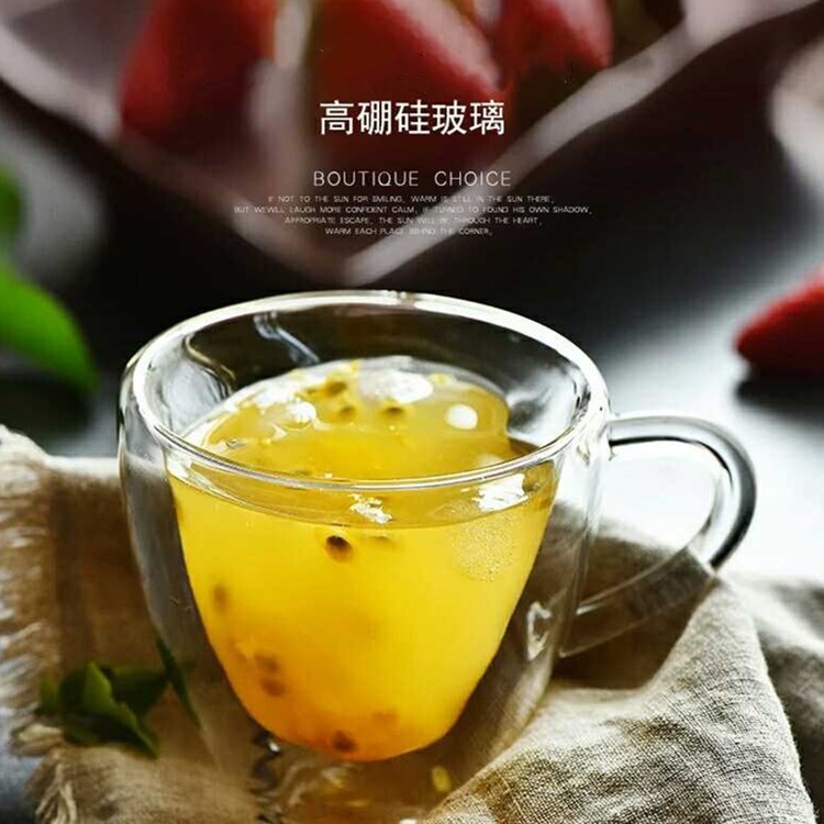 Corazón encantador de la niña té de flores de vidrio doble cinta aislante de calor taza de café de leche taza de jugo de vidrio de silicio alto