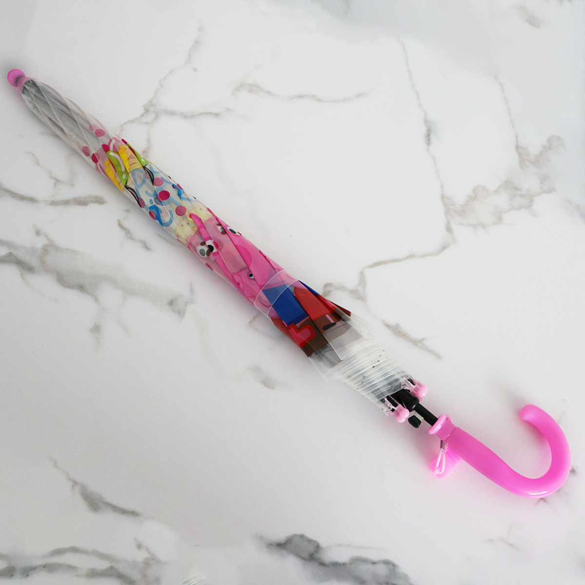 Niños panda paraguas transparente estudiante POE dibujos animados de plástico mango largo dinosaurio ins paraguas impresión LOGO regalo publicitario