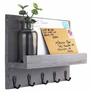 American Wall Wooden Key Hook Storage Rack Wall-Mounted Mailbox Storage Rack Wooden Suspended Classification Rack