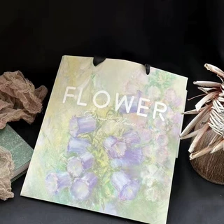 花束手提袋方形礼袋高级感ins风油画复古鲜花包装抱抱袋资材批发