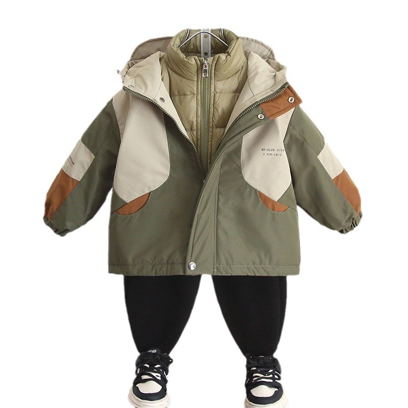 6901 chaqueta de invierno para niños 2025 nuevo traje de dos piezas de chaqueta tres en uno para niños