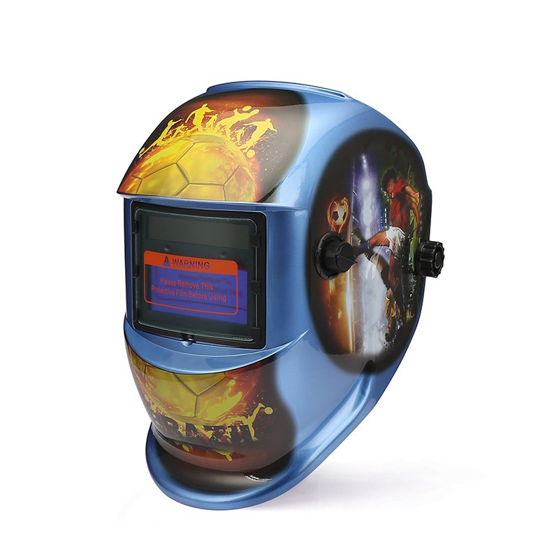 足球贴花电焊面罩太阳能自动变光头戴式可调节焊工焊帽ROSE-433E