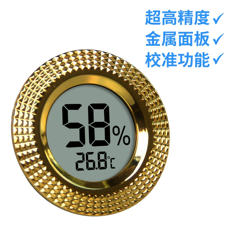 Цифровой термометр, высокоточный круглый измеритель температуры и влажности, встроенный увлажнитель для сигарных коробок, измеритель температуры и влажности для винных шкафов