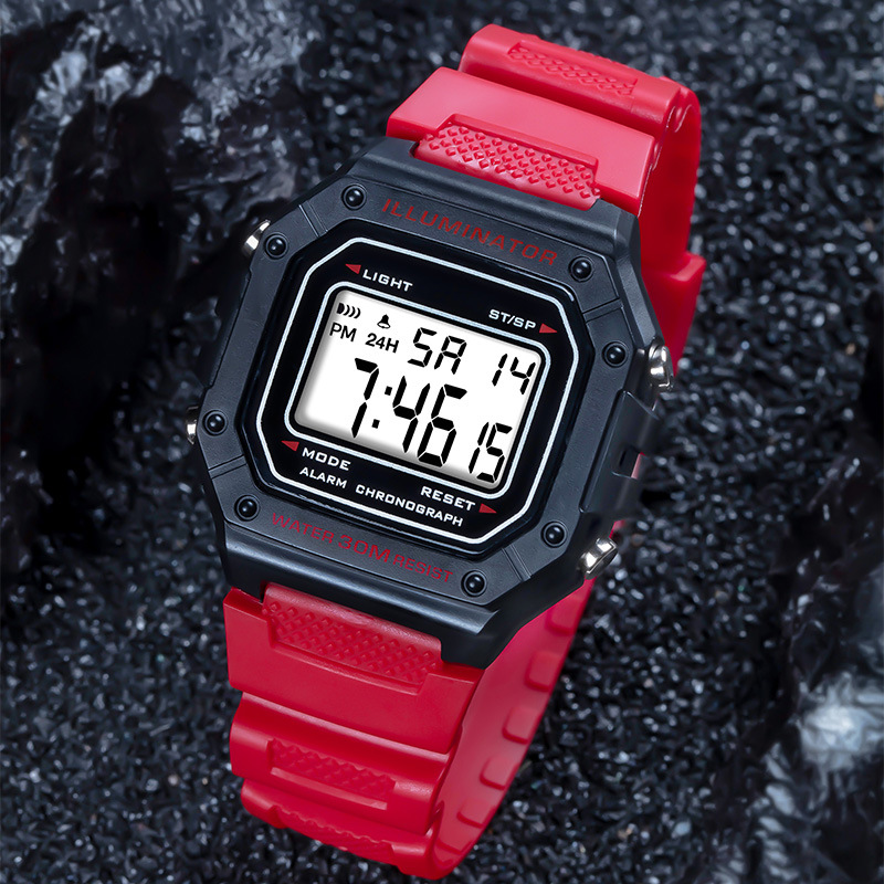 Simple juventud casual estilo deportivo reloj electrónico estudiante tendencia multifunción reloj de alarma al aire libre reloj electrónico luminoso