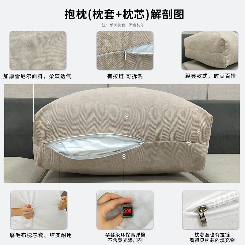 長いシェニール織のリビングルームのソファ背もたれ大きなクッション立体枕枕カバーには芯は含まれていません軽い豪華さと高級感|undefined