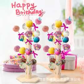 跨境木制棒棒收纳架糖果架冰糖葫芦甜品展示架实木储物架