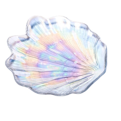 New glass plate, shell plate, decorative plate, tray, wholesale, high-looking plate, fruit plate, manicure plate