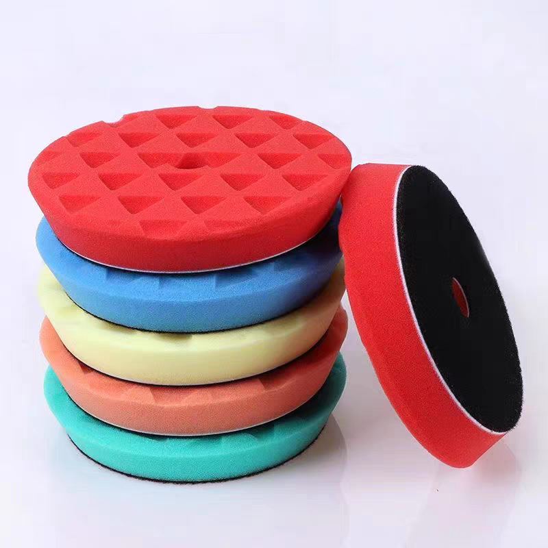 跨境专供5寸6寸DA机斜边三角纹抛光盘,海绵盘,汽车美容抛光打蜡