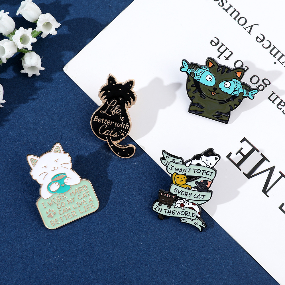 9g Weight Brooches Classification Daily Occasion Alloy Material Letter, Cat, Fish Pattern Unisex Gender Cartoon, Enamel Design Cute Style Cute Pin Letter Cat Fish Alloy Cartoon Enamel Unisex Brooches 26
