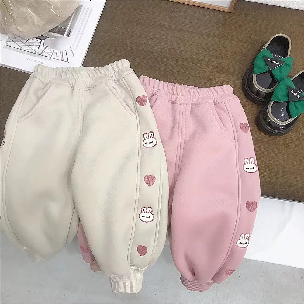Children's winter velvet warm trousers girl's