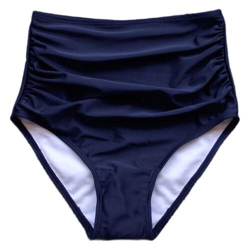 Women's High-Waist Triangular Swim Shorts Cover Stomach Slimming Solid Black Bikini Bottom