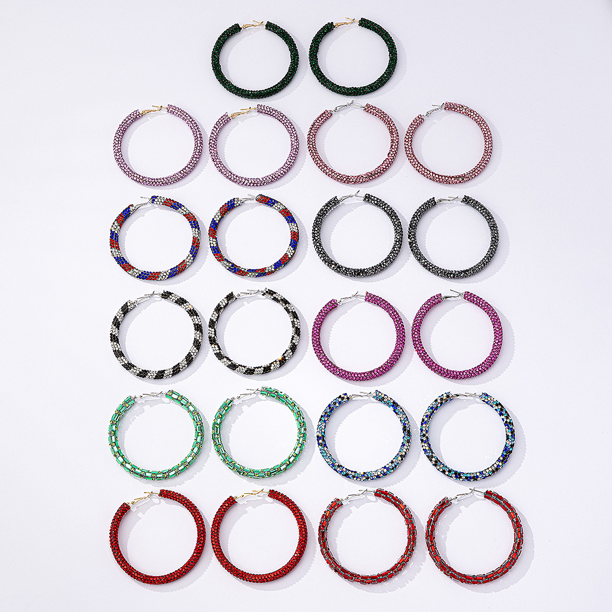 Women's Gender 1 Pair Vacation Circle Colorful Color Block Alloy Rhinestones Hoop Earrings