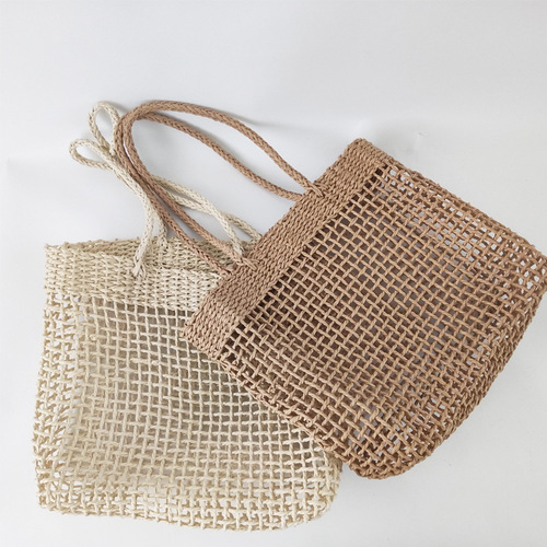Summer new beach woven hand-held shoulder straw bag retro ladies hand-knitted handmade bag supports dropshipping