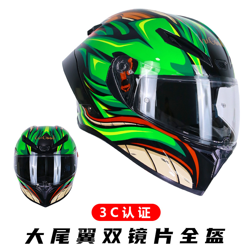 Casco de motocicleta certificado 3C, casco integral de invierno con doble lente para motocicletas y vehículos eléctricos, estilo moderno disponible para venta al por mayor.