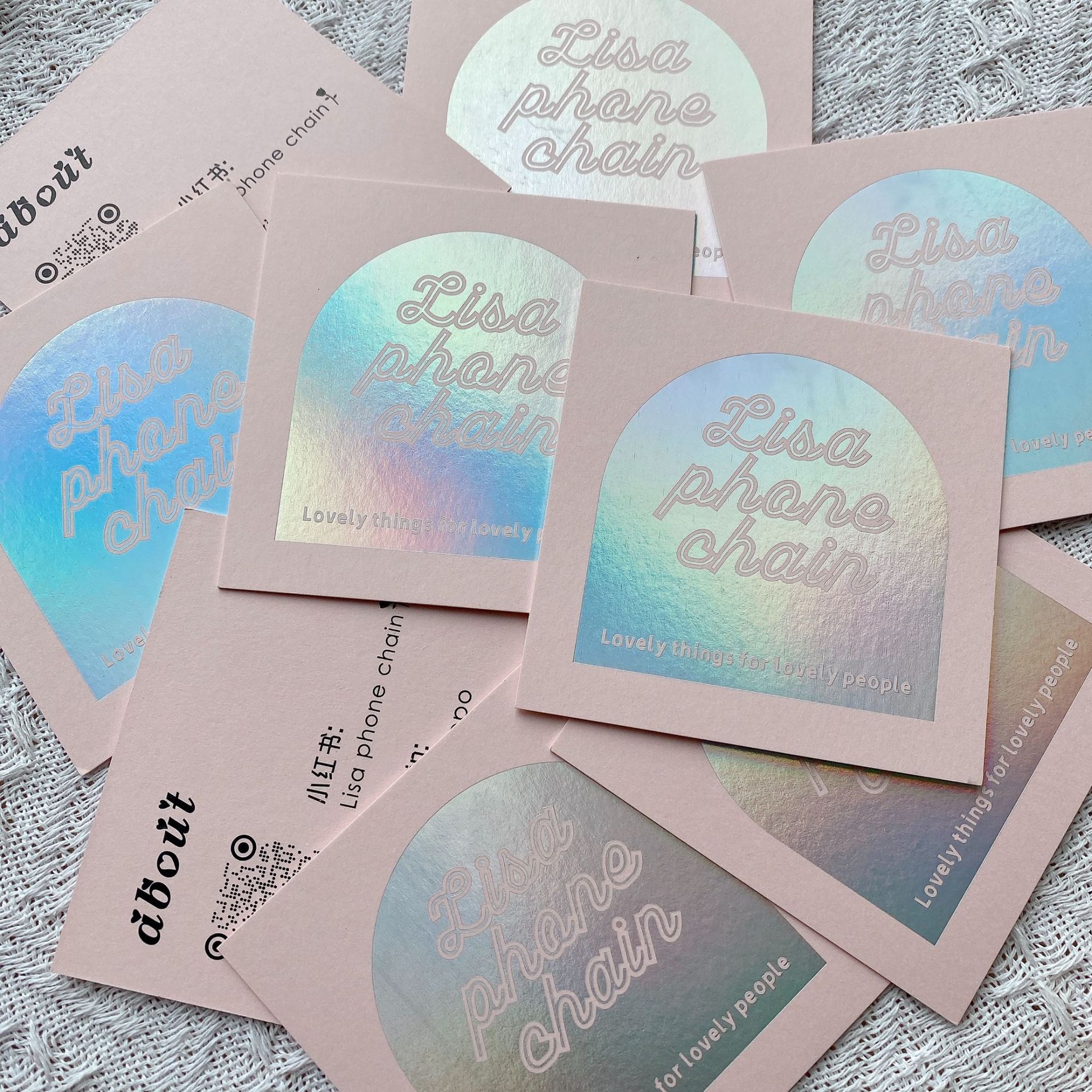 ins风粉蓝美甲拍照道具卡片定制穿戴甲展示卡纸简约成品镭射纸卡