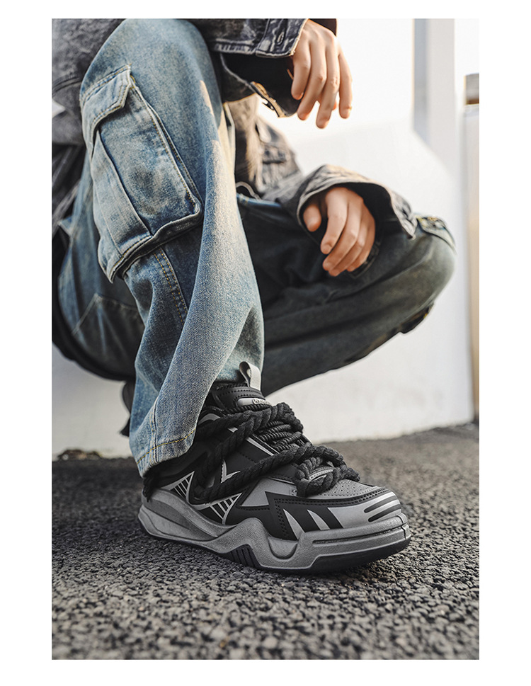 Novos sapatos esportivos masculinos de outono de 2024, sola grossa e antiderrapante, versão coreana, moda moderna, design de nicho, sapatos de pão_voghion.com