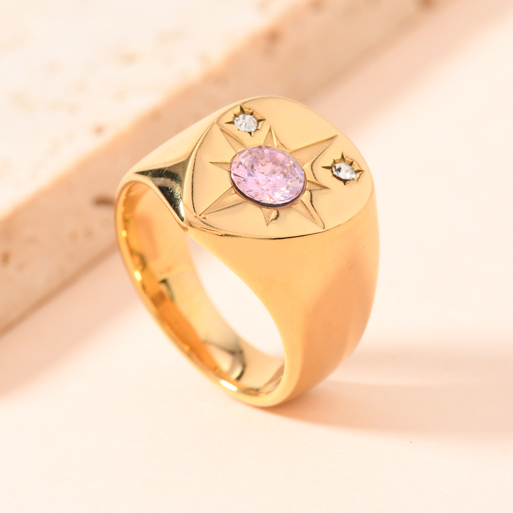 Europa y América anillo de acero inoxidable transfronterizo lujoso ligero estilo de fundición de gota de agua decorado con anillo de acero de titanio image 2