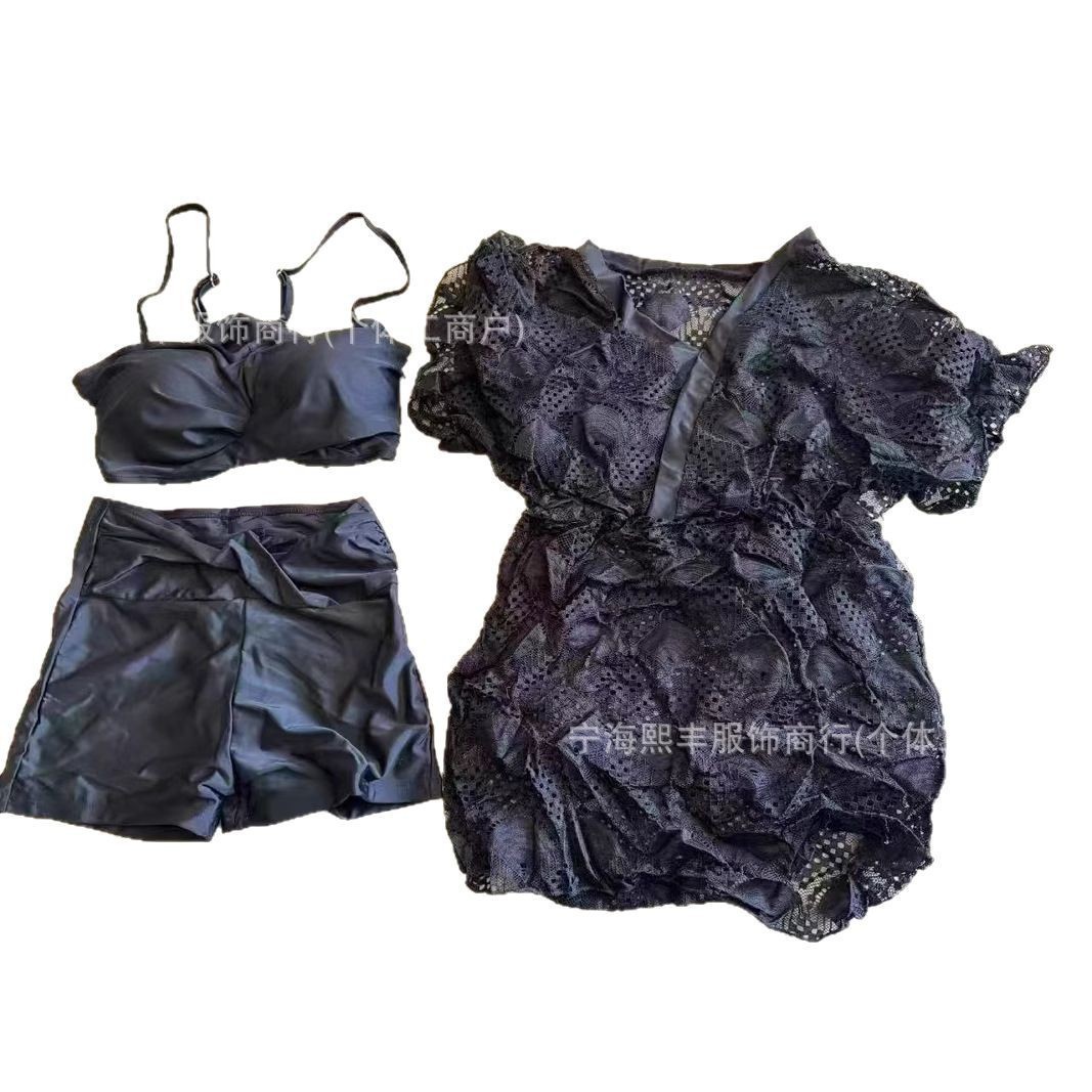 Shein ropa de mujer europea y americana de tres piezas bikini temperamento sexy traje de baño impresa falda de busto suministro de cauda de contenedor