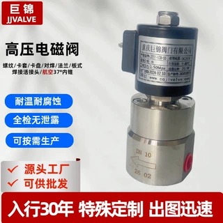 高压不锈钢电磁阀先导式防爆24v水气油低温常开闭控制1356780MPa