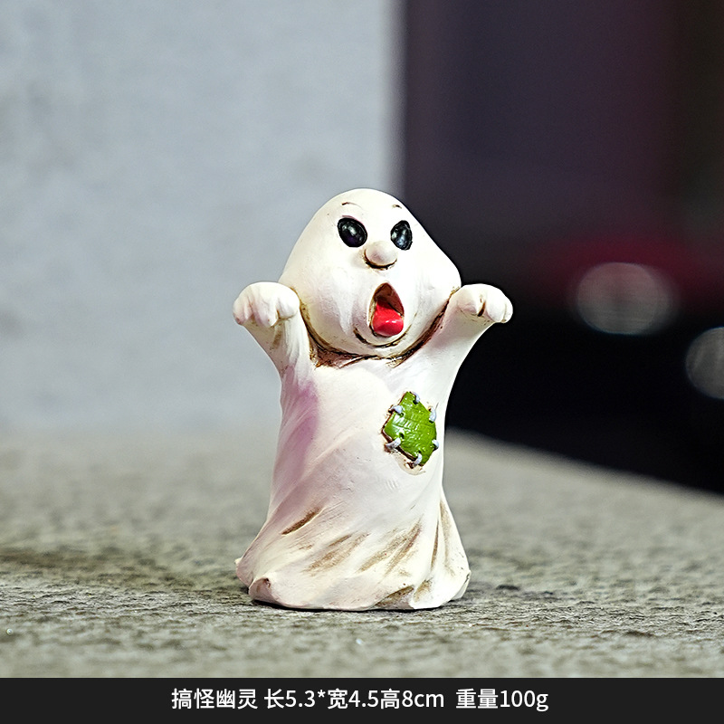 Árbol de Halloween encantado casa encantada mecedora adornos hechos a mano encantador decoración de escritorio fantasma hombre negro adornos de resina de automóvil