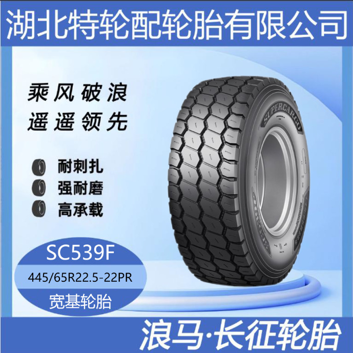 朝阳浪马轮胎445/65R22.5-22PR 途顺全钢丝宽基轮胎 花纹SC539F