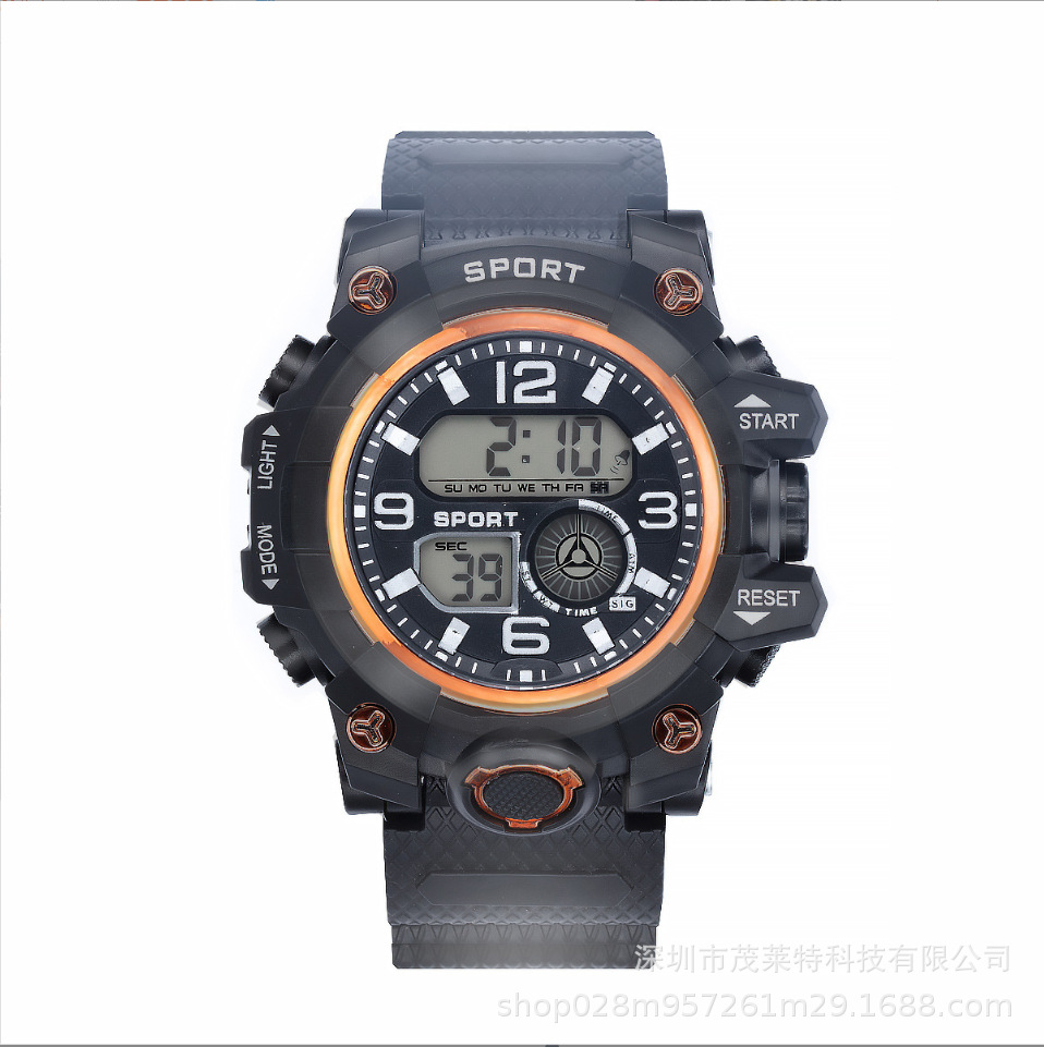 Comercio exterior nuevo reloj electrónico deportivo impermeable para hombres movimiento de luz fría de alta apariencia moda casual reloj al aire libre