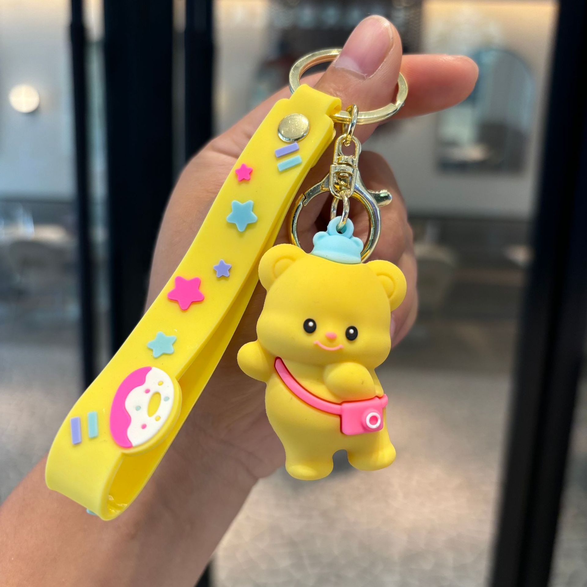 Mantequilla osos colgantes de llaves de PVC princesa accesorios de llaves mochilas bolsas agarradoras parejas pequeños regalos