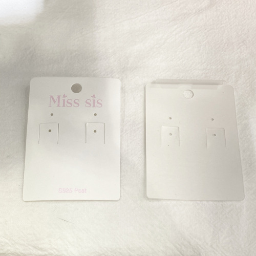 Earring Hook Card with C-Ring Accessory Packaging Card Plastic Bend Hook Sticker LOGO Foil Pink Gold