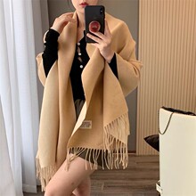 2023保暖双面围巾女百搭披肩秋冬新款直播仿羊绒加厚围巾新