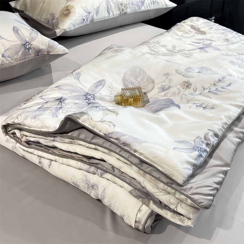 2026 New Model A-Grade Tencel 100% Lyocell Fiber Tencel Printed Silk Cocoon Protein Summer Quilt Four-Piece Set