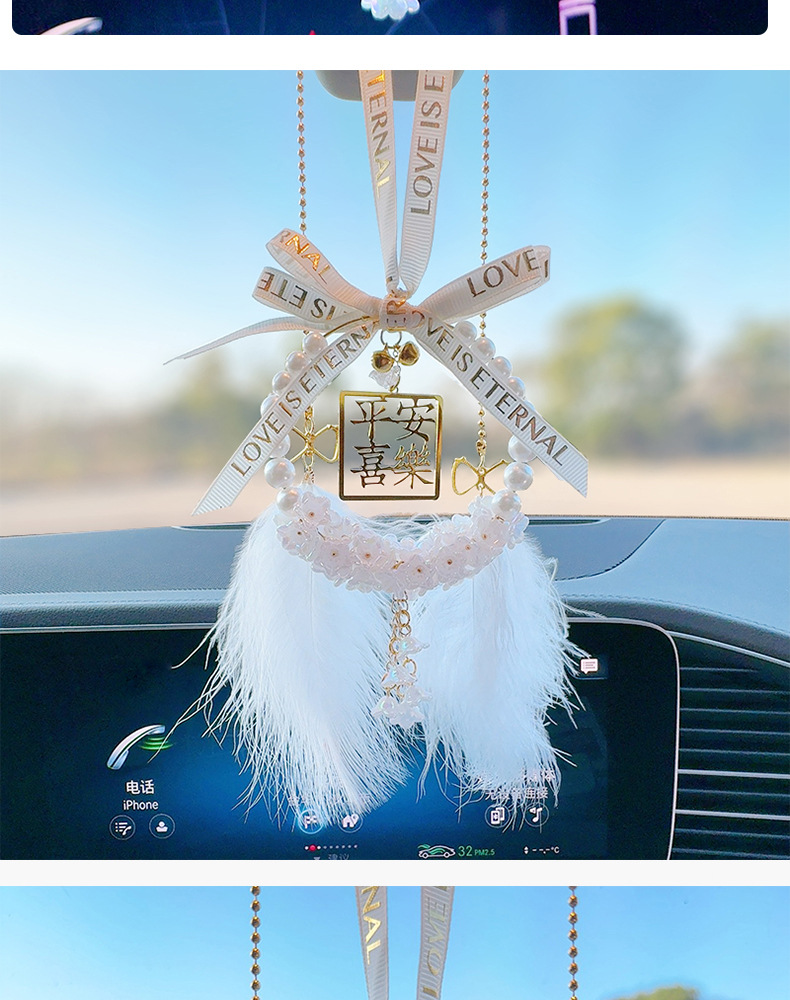 Carefully Selected Internet-Famous Lily of the Valley Crystal Car Pendant for Girls, Goddess Decoration for Car Interior, Peace and Joy Ornament
