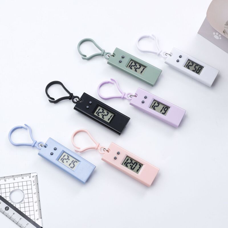 学生用小座钟静音计时表显示时间日期电子钟表考试用钥匙扣小挂表|undefined