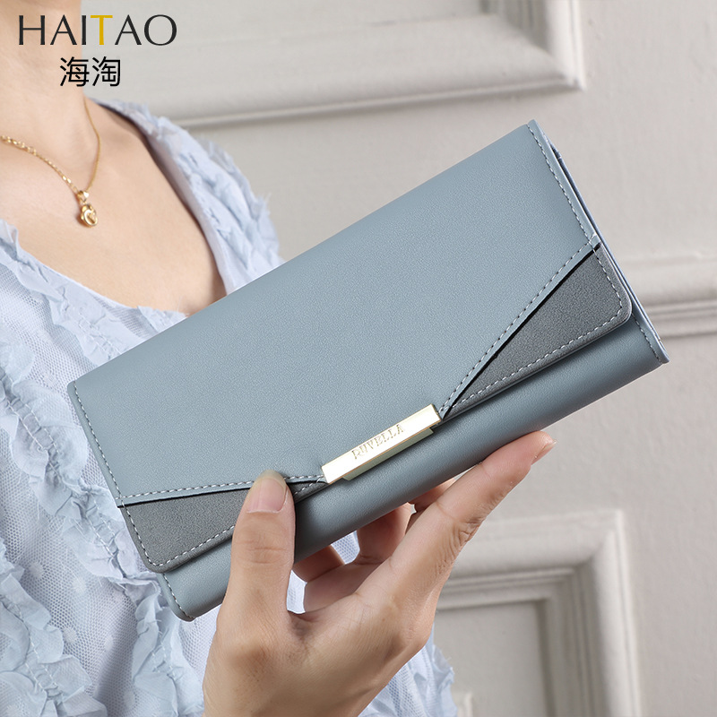 Haitao billetera de mujer simple estilo coreano embrague cartera transfronteriza moda cartera larga Cartera de mujer simple titular de la tarjeta lote