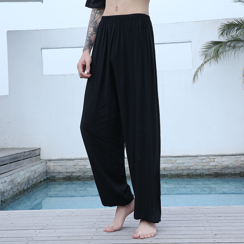 Bloomers de seda de algodón para hombres y mujeres pantalones de verano para adultos pantalones de baile a prueba de mosquitos de color sólido pantalones de artes marciales yoga Delgado