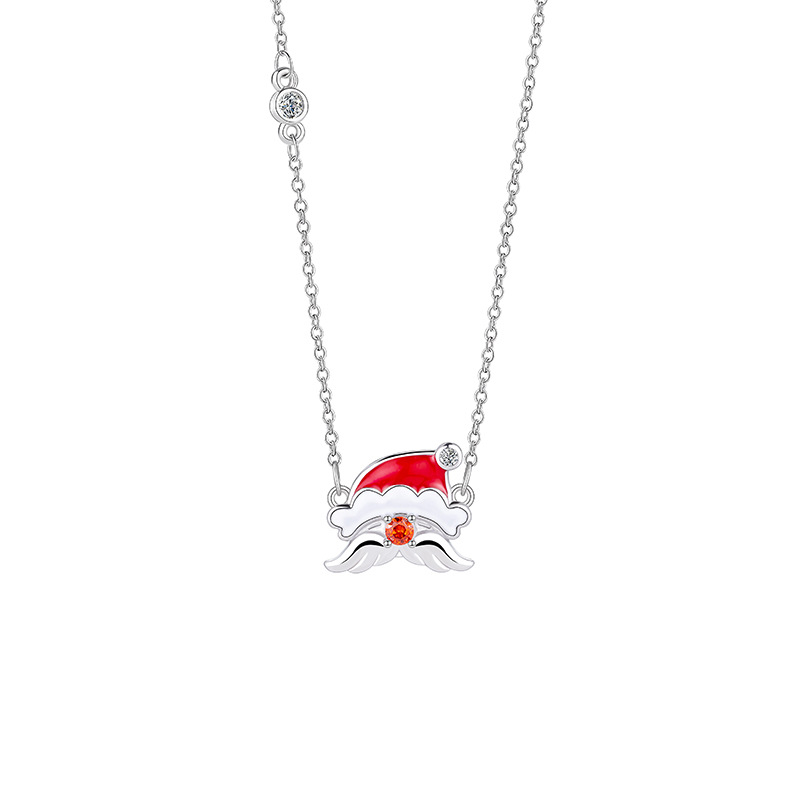 Original Santa Claus necklace jewelry women's light luxury niche stainless steel clavicle chain Christmas gift pendant accessories_voghion.com