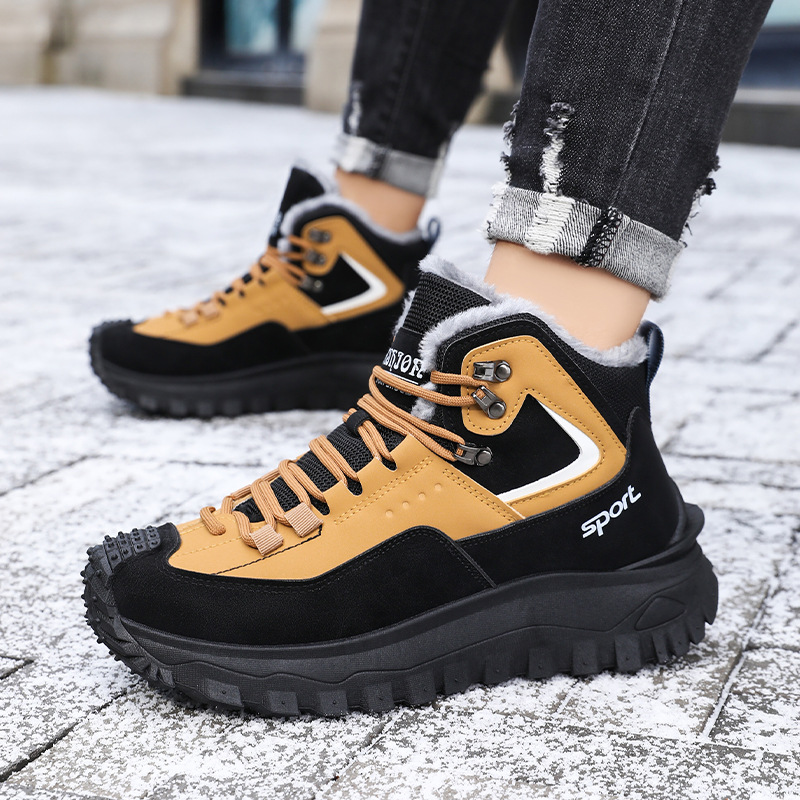 Plus Size Autumn And Winter Trendy Versatile Thick-Soled Work Shoes With Fleece Lining, Thickened Casual Fashion Sports_vogvips.com