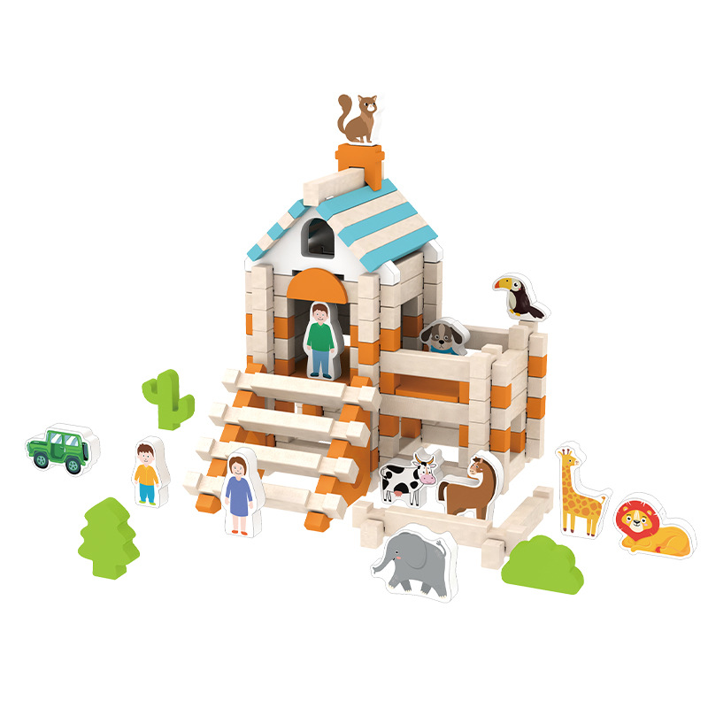 Bloques de construcción de madera para niños, estructura de montaje de espiga y espiga china, arquitecto de Luban, bloques de construcción de partículas grandes, juguetes de casa