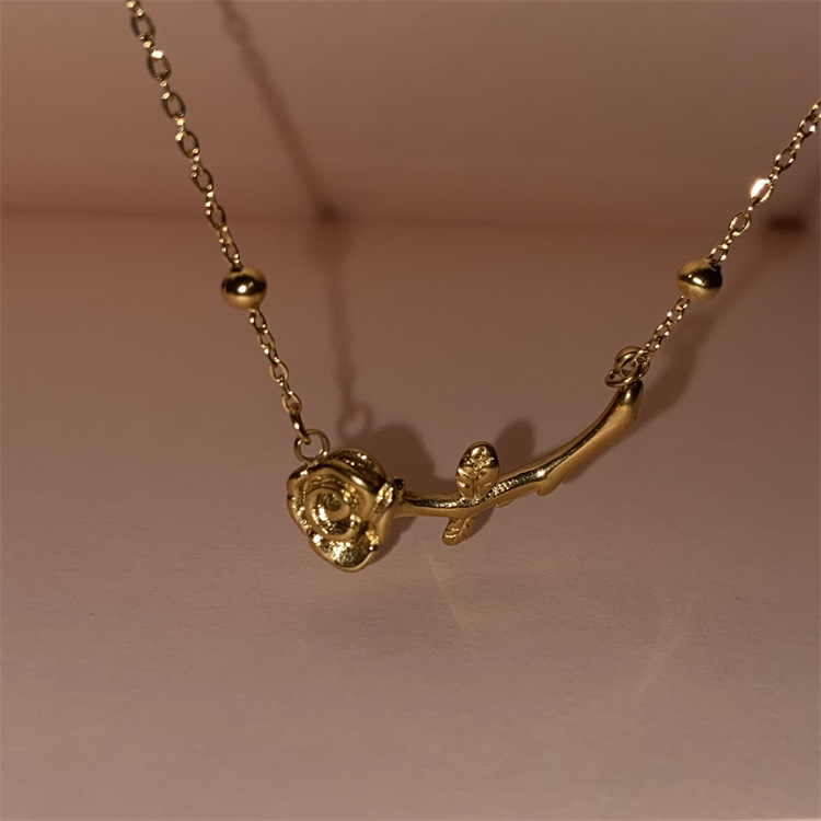 Vintage romantische rozenketting voor dames, uniek ontwerp, lichte luxe, kleurechte sleutelbeenketting, eenvoudig_voghion.com
