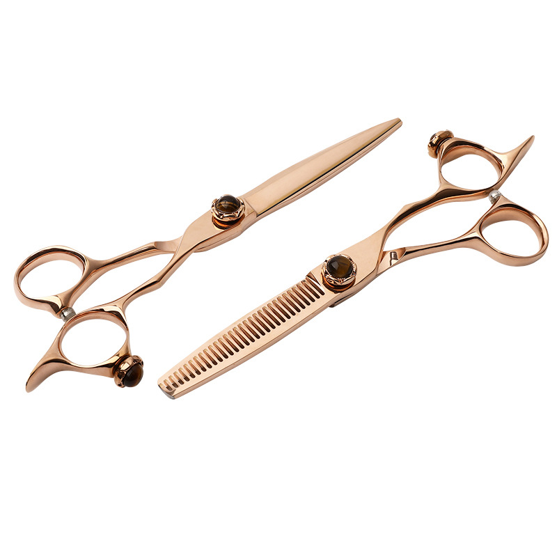 CNC-gefräste, bernsteinfarbene Diamant-Geradeschere aus Zhangjiagang, professionelle Friseurschere_voghion.com
