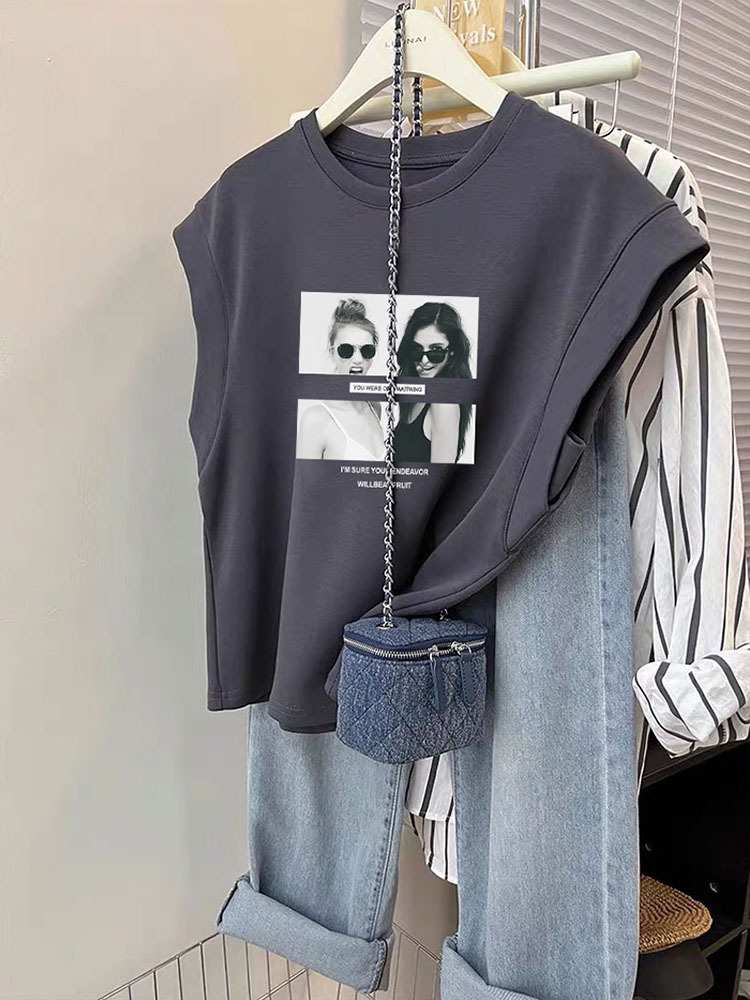 2026 New Style Pure Cotton Sleeveless T-Shirt for Women, Fashionable and Versatile, Stylish and Can Be Worn Outside, Summer Trendy Brand
