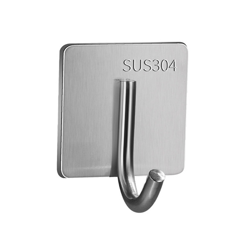 Factory Direct Supply 304 Stainless Steel Adhesive Hook Black and White Creative Single Hook for Bedroom and Kitchen Practical No-Hole Hook