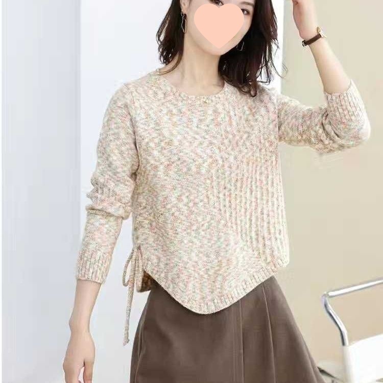 显瘦花色外套女装时尚显瘦百搭女士毛衣针织衫春款短款毛衣上衣