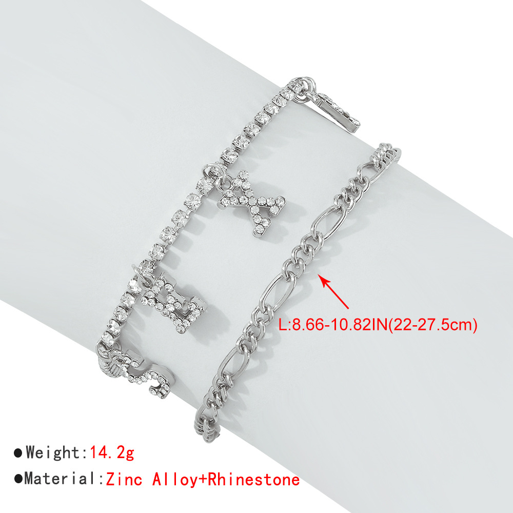 European And American Rhinestone-studded Simple Punk Foot Ornaments Fashion Letter Pendant New Anklet display picture 2