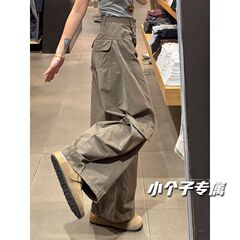145小个子美式复古直筒休闲工装牛仔裤女高腰宽松垂感弯刀阔腿裤