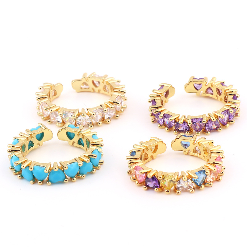 Fashion Heart Shape Copper Rings Inlay Zircon Copper Bracelets