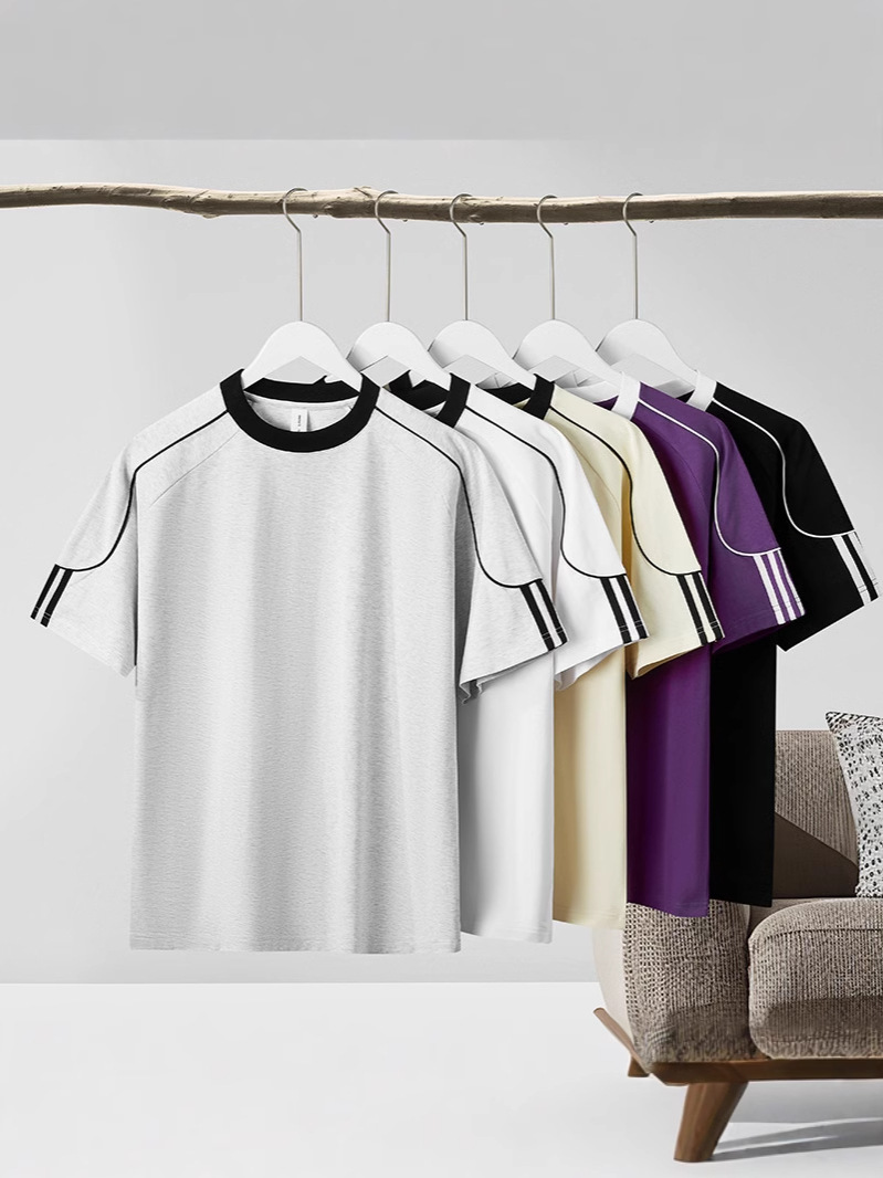 Color contrastante ropa de trabajo de cuello redondo de manga corta camiseta cultural camiseta camiseta deportiva DiDi ropa de clase camiseta de algodón personalizada