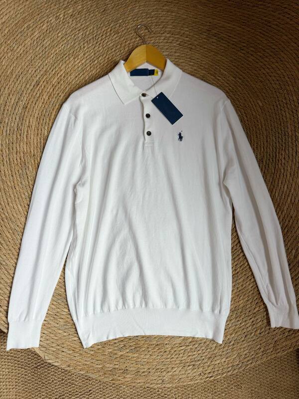 Áo polo nam dài tay cotton thêu hình ngựa nhỏ, cổ bẻ ba cúc, phong cách công sở — Màu kaki, Màu trắng, Màu xanh tím than, màu xám