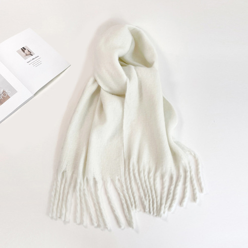 Mohair scarf solid color small sweet potato warm mid-length scarf winter shawl scarf outer wear European and American wholesale