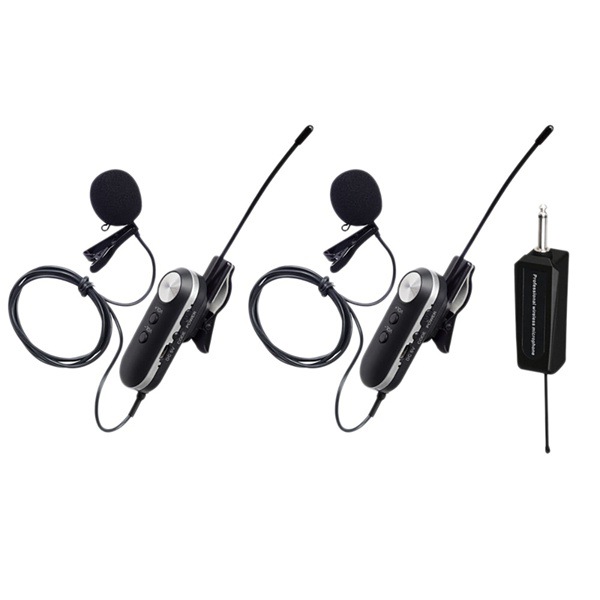 1 Set of Black Abs+Metal One-To-Two Wireless Lavalier Microphone for Mobile Phone Slr Video Shooting and Interview Collection
